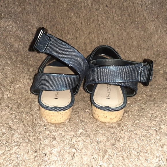 VIA SPIGA-Dianne-Mini Platform Ankle Strap Sandals-Indigo Denim-Sz 6.5-Excellent - Picture 5 of 7